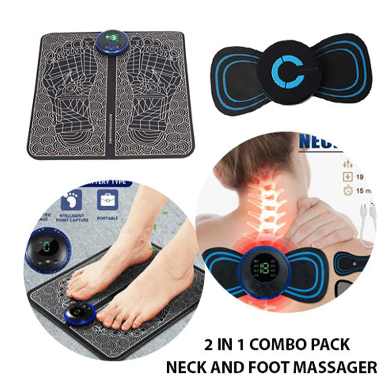 Deal Ems Foot Massager Mat Electric And Mini Body Massager Combo Usb Charging Smart Display..