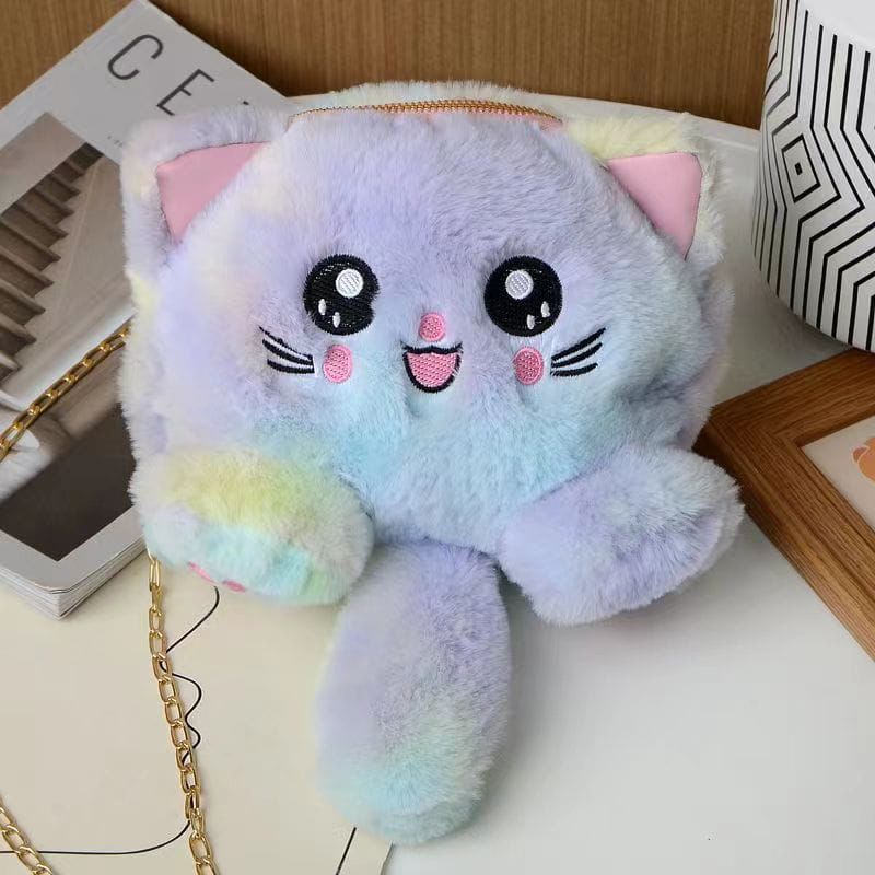 Cute Plush Cat Furry Girls Crossbody Bags