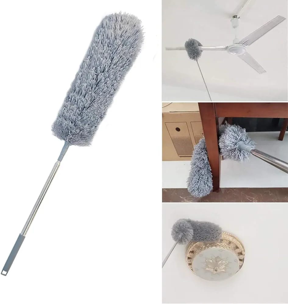 Grey Flexible Microfiber Duster – Bendable Long Reach Cleaning Brush for Home & Office