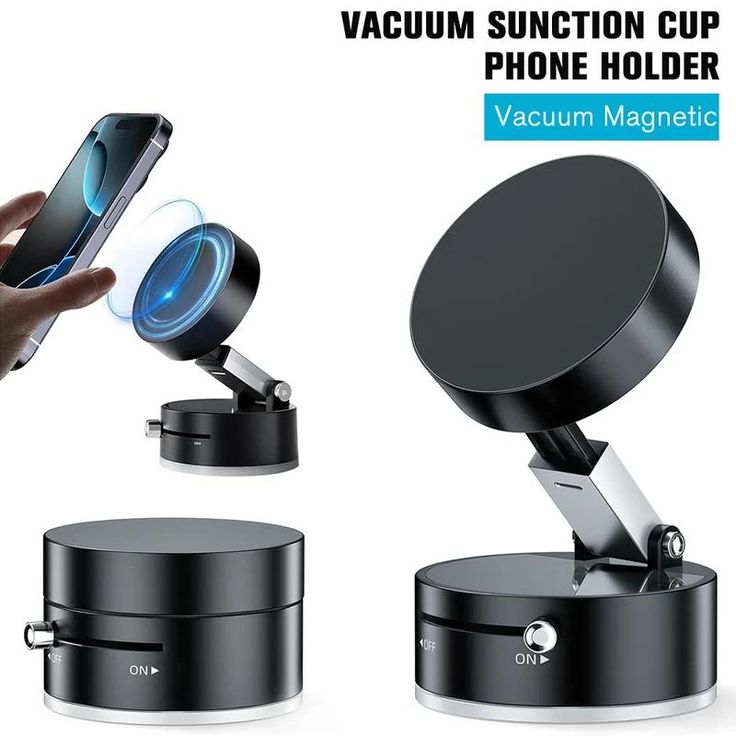 Premium Suction Cup Magnetic Support Holder – Obsidian Black Multi-Angle Retractable Folding Phone Mount for Car, Desk