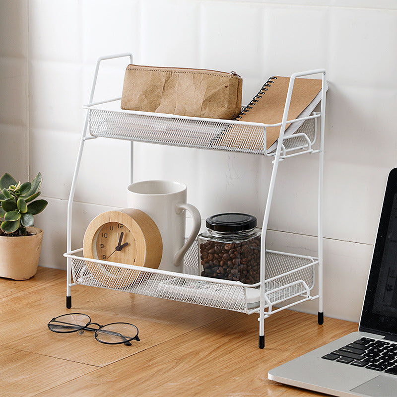 2 Layer Multi-Purpose Mini Portable Iron Organizer Shelf...