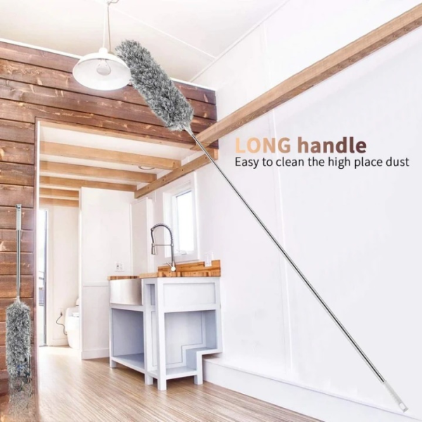 Grey Flexible Microfiber Duster – Bendable Long Reach Cleaning Brush for Home & Office