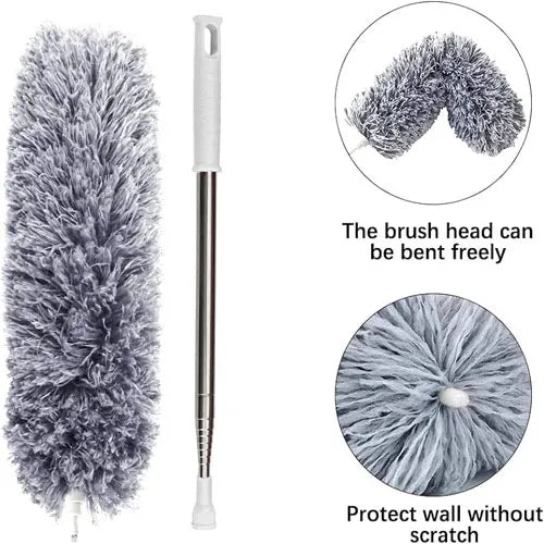 Grey Flexible Microfiber Duster – Bendable Long Reach Cleaning Brush for Home & Office