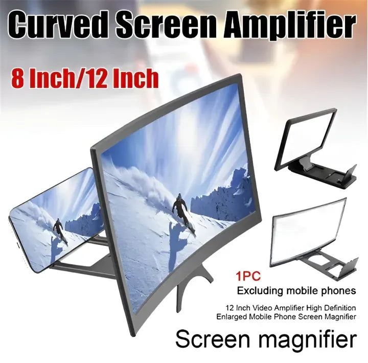Mobile Screen Magnifier – HD 3D Video Amplifier & Foldable Smartphone Stand | Eye Protection Theater Experience for Movies and Gaming - 9 inches | Random Color
