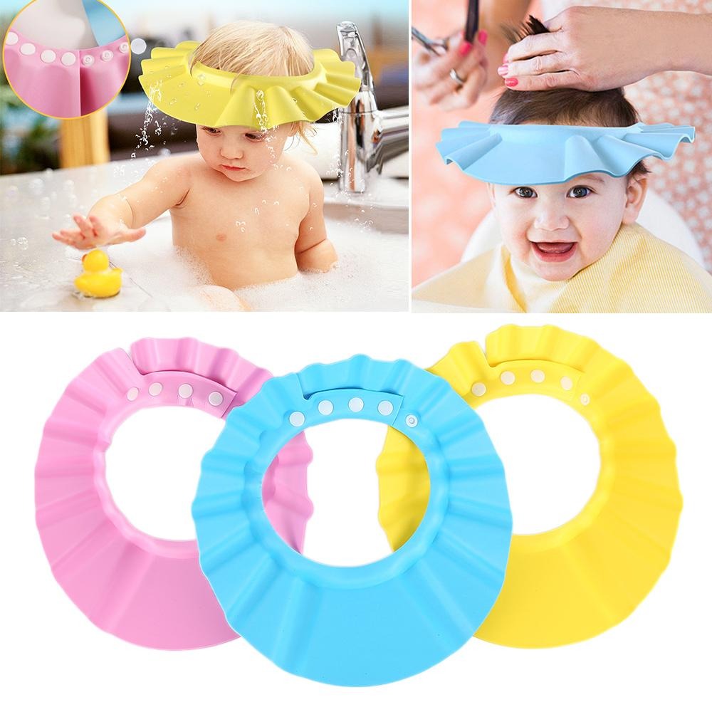 Baby Shower Cap With Stopper | Silicon Baby Shower Cap | Soft & Safe Material | Random Color
