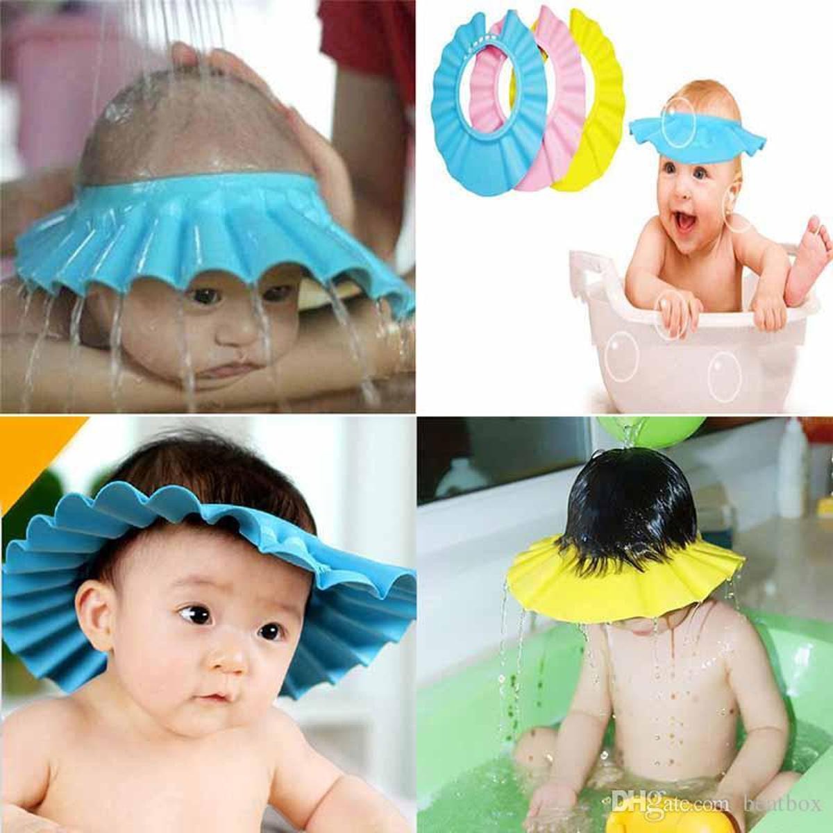 Baby Shower Cap With Stopper | Silicon Baby Shower Cap | Soft & Safe Material | Random Color