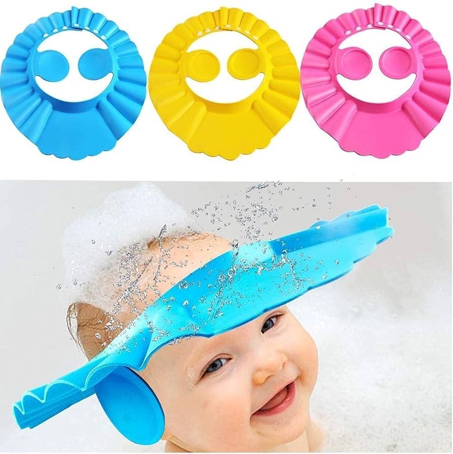 Baby Shower Cap With Stopper | Silicon Baby Shower Cap | Soft & Safe Material | Random Color