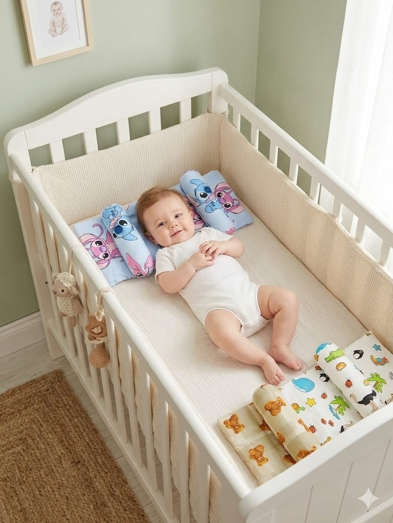 Adjustable Baby Sleeping Support Pillow Anti Roll Cushion And Neck Protection Infant Sleep Positioner | Random Colour