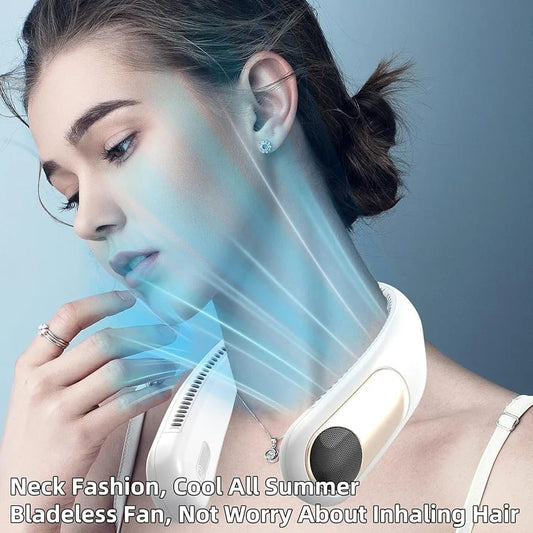 Portable Neck Fan USB Rechargeable Adjustable Personal Fan for Indoor & Outdoor Use (Random Color)