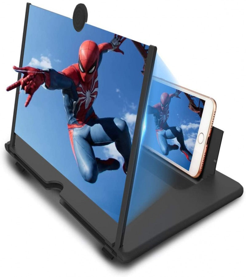 Mobile Screen Magnifier – HD 3D Video Amplifier & Foldable Smartphone Stand | Eye Protection Theater Experience for Movies and Gaming - 9 inches | Random Color