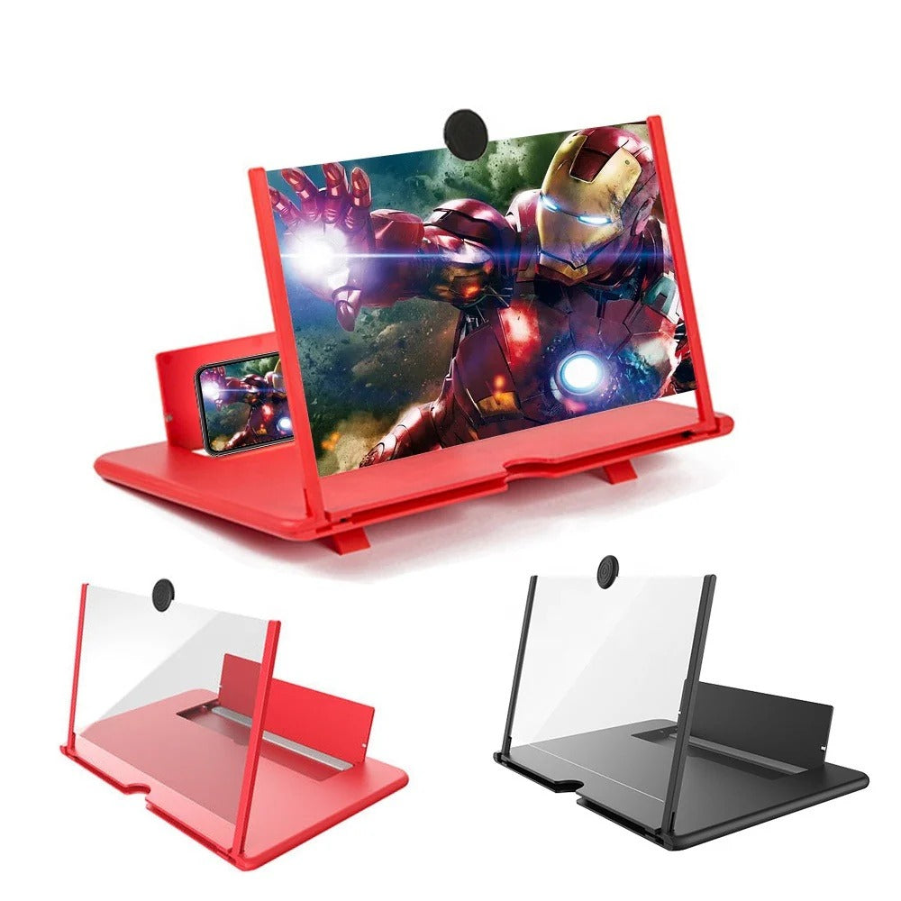 Mobile Screen Magnifier – HD 3D Video Amplifier & Foldable Smartphone Stand | Eye Protection Theater Experience for Movies and Gaming - 9 inches | Random Color
